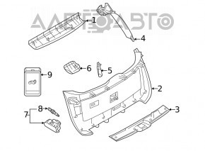 Capacul portbagajului inferior al usii Infiniti QX50 19- sub buton, negru