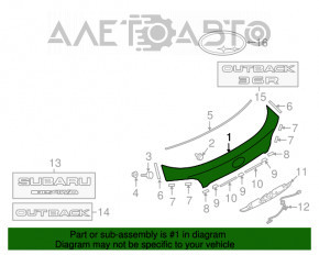 Накладка двери багажника Subaru Outback 15-19 с эмблемой