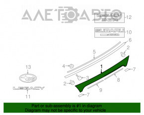 Молдинг крышки багажника Subaru Legacy 15-19