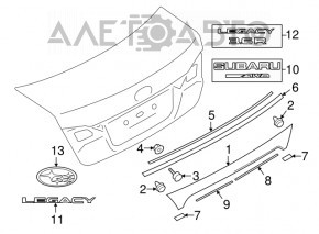 Moldura capacului portbagajului pentru Subaru Legacy 15-19 cu keyless