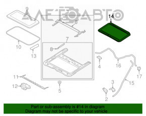 Geam asamblat Infiniti JX35 QX60 13- perdea gri, pentru curățare chimică.