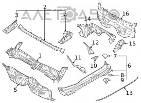 Уплотнитель решетки дворников левый Subaru Outback 20-