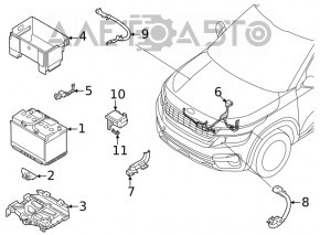 Clemă plus baterie auto Hyundai Tucson 16-20 cu carcasă