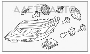 Farul din față stânga gol Kia Sorento 14-15 rest fără fixare, led drl, geam spart, încălzitor.