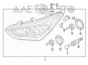 Far stânga față asamblată Hyundai Santa FE Sport 17-18 rest SUA xenon adaptiv