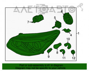 Farul din față stânga asamblat Kia Soul 14-16 pre-restilizare xenon + led DRL