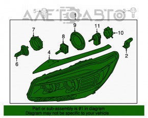Фара передняя левая в сборе Kia Sorento 16-18 дорест led