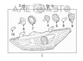 Far stânga față goală Hyundai Elantra AD 17-18 pre-restilizare halogen.