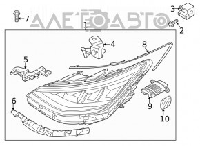 Far stânga față completă Hyundai Sonata 20- LED lovit