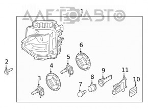 Фара передняя левая голая Hyundai Santa FE 19-20 галоген