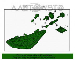 Фара передняя правая в сборе Hyundai Santa FE Sport 17-18 рест usa ксенон