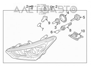 Far dreapta față asamblată Hyundai Santa FE Sport 17-18 rest SUA xenon