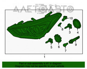 Фара передняя правая в сборе Hyundai Santa FE Sport 17-18 рест usa ксенон адаптив
