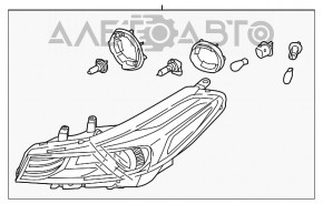 Farul din față dreapta goală Kia Forte 4d 17-18 restilizat halogen.