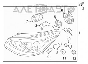 Farul dreapta față asamblat Kia Soul 14-16 pre-restilizare xenon + led DRL