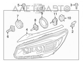 Farul din față dreapta asamblat Kia Sorento 16-18 cu LED-uri.