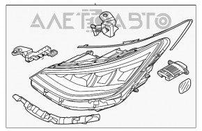 Фара передняя правая в сборе Hyundai Sonata 20- LED