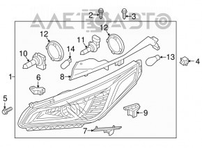 Far dreapta fata goala Hyundai Sonata 16-17 hibrid cu halogen si montare