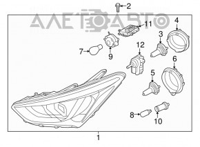 Capac lampa far stânga Hyundai Santa FE Sport 13-18 mare nou original OEM