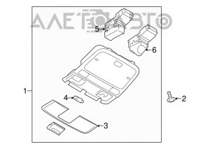 Plafonul de iluminare frontal cu control pentru plafonul panoramic al Subaru B9 Tribeca gri sub plafon.