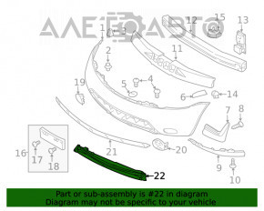 Absorbantul de bara fata de jos Nissan Murano z50 03-08 are ghidajul rupt, fisurat.