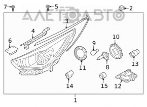 Blocul de aprindere dreapta pentru Kia Niro 17-22 HEV, PHEV cu xenon