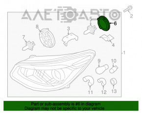 Capacul farului stâng al Hyundai Santa FE Sport 13-18, mic.