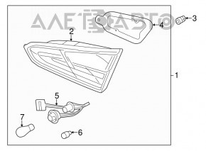 Фонарь внутренний крышка багажника левый Kia Forte 4d 17-18 рест галоген, царапины, трещины