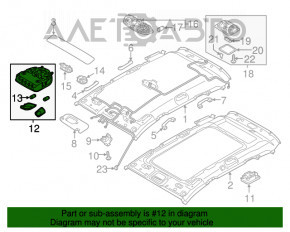 Plafonul de iluminare frontal pentru Hyundai Santa FE Sport 13-18 gri, fără geamăn