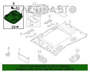 Plafonul de iluminare din față pentru Hyundai Sonata 20- sub panoramă, gri închis