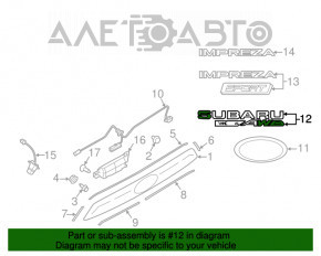 Эмблема надпись SUBARU двери багажника Subaru Impreza 5d 17-19