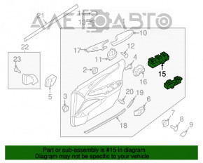 Controlul geamului electric din față, stânga, pentru Hyundai Sonata 11-15, negru, 1 auto.