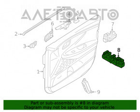 Controlul geamului electric din față, stânga, Hyundai Santa FE 19- auto