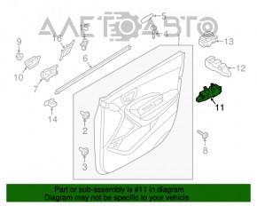 Controlul geamului electric din față dreapta pentru Hyundai Santa FE Sport 13-18, negru, inserții gri, cu control al blocării