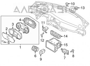 Blocul de butoane de pe panoul frontal al modelului Kia Optima 16-