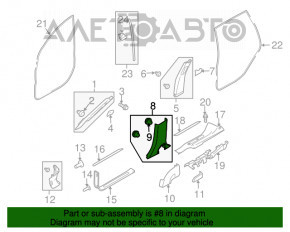 Capacul stâlpului central, partea de jos, stânga, Subaru B10 Tribeca.