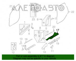 Capac prag spate stânga Subaru B10 Tribeca, neagră cu inserție cromată, mâner cromat.