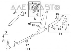 Накладка порога задняя правая Subaru Forester 19- SK черная, потерта