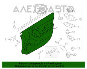 Capacul ușii dreapta față Subaru Forester 14-18 SJ, negru cu inserție neagră din piele, cotier din piele, harman kardon