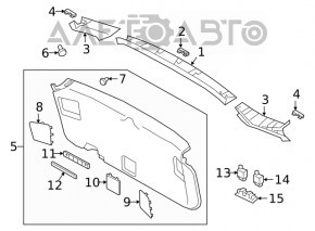 Capacul portbagajului superior al usii Subaru Outback 20- negru, prindere ruptă