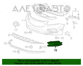 Grila bara fata dreapta Chevrolet Cruze 15-16 fara PTF, crom