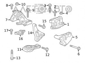 Perna motorului stânga Buick Encore 13-15 fwd