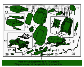 Водительское сидение Buick Encore 13-16 без airbag, тряпка черн