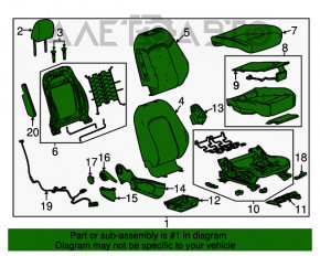 Scaun de pasager Buick Encore 13-16 fără airbag, manual, material textil gri cu inserție din piele