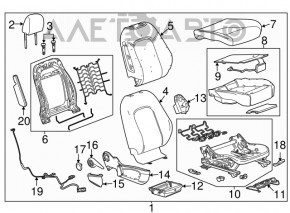 Scaun de pasager Buick Encore 13-16 fără airbag, manual, material textil gri cu inserție din piele