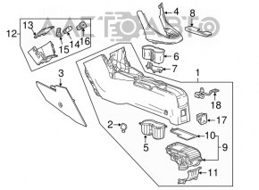 Консоль центральная подлокотник и подстаканники Buick Encore 13-16 черн