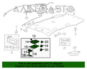 Plafonul de iluminare frontal pentru Buick Encore 13-16, gri, sub geamul de vizualizare.