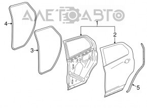 Ușa goală din spatele stânga a Buick Encore 13-19, grafit GAR, reparată