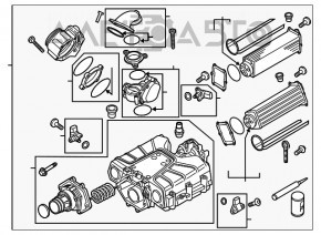 Compresorul asamblat Porsche Cayenne 958 11-17 Hybrid cu clapeta de accelerație și intercoolere