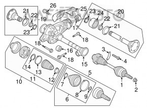 Reductorul frontal Porsche Cayenne 958 11-17